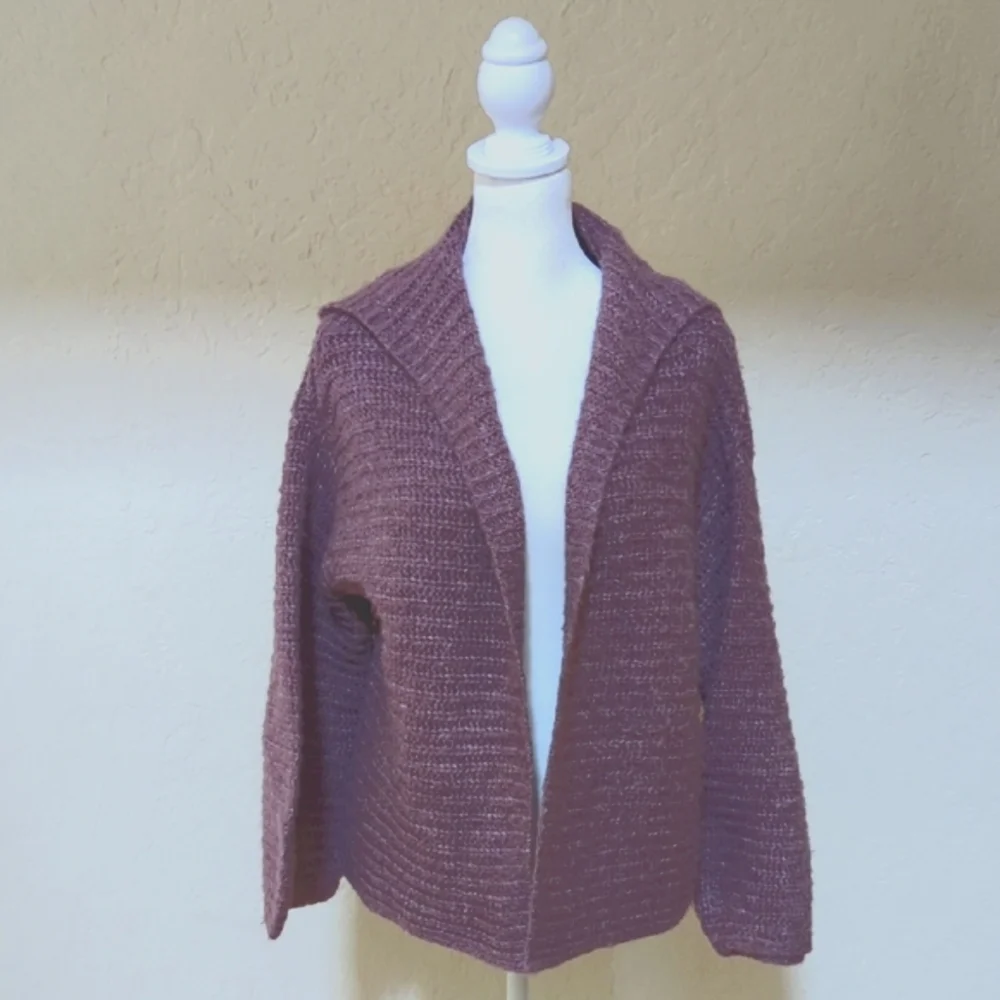 Wild Fable Chestnut Slouchy Ribbed Knit Open Front Hooded Cardigan Size XS